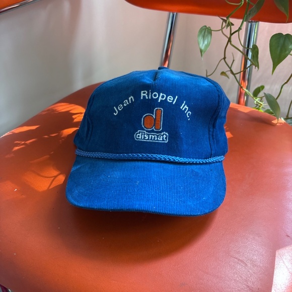 vintage CORDUROY Trucker hat JEAN RIOPEL DISMAT blue rope hat cap  snapback - Picture 7 of 7